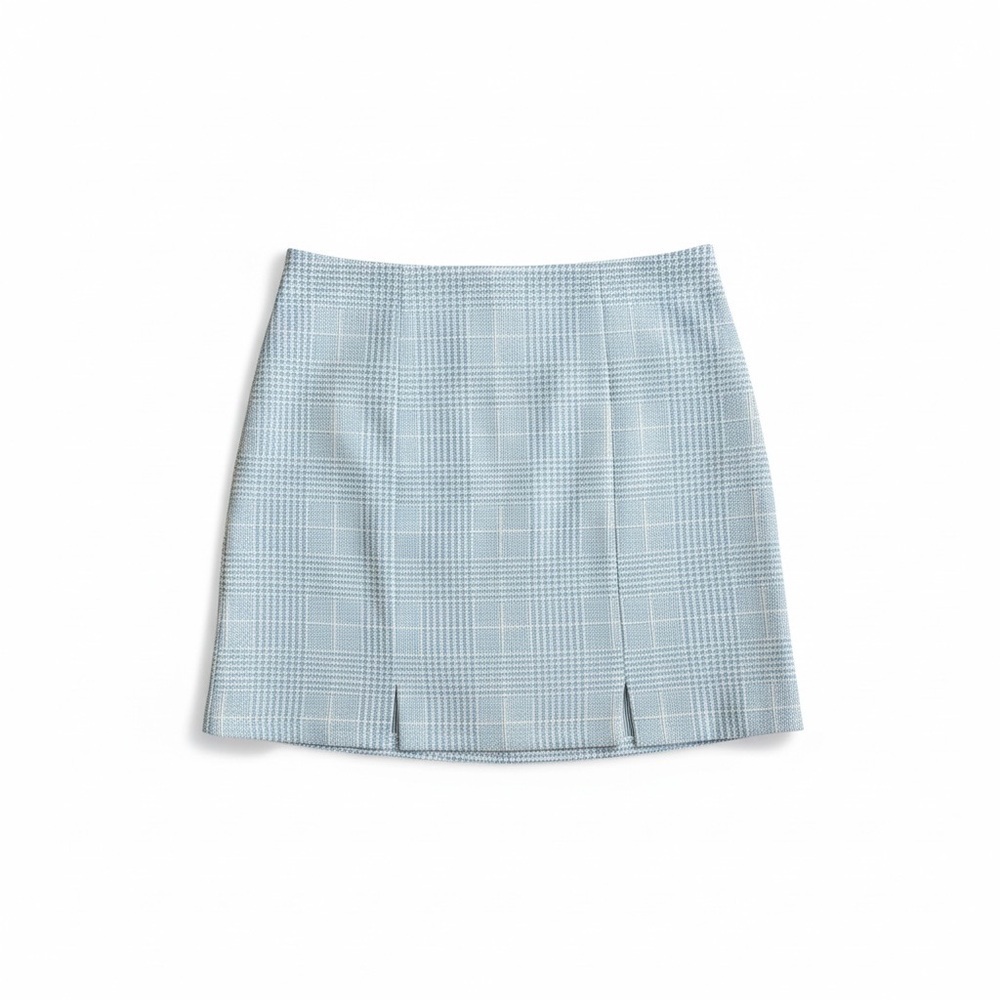 Clueless Elegant Sky Blue Checkered Mini Skirt size S - Picture 1 of 2